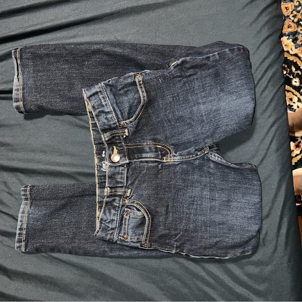 EUC Dark Wash Adjustable Waist Wondee Nation Boys Denim Blue Jeans Size 8 Slim